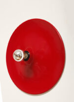 Duża jednopunktowa okrągła lakierowana na czerwono w połysku aluminiowa lampa ścienna/kinkiet, Space Age, Włochy, lata 70 - obrazek 35