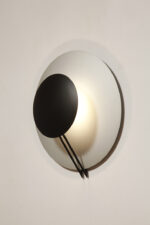 Bardzo duża okrągła metalowa jednopunktowa szaro-czarna lampa ścienna/kinkiet, Model Vega 3365/50, projekt Luciano Cesaro i Fabio Amico dla firmy Tre Ci Luce, Włochy, wzór z 1985 roku - obrazek 27