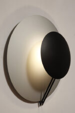 Bardzo duża okrągła metalowa jednopunktowa szaro-czarna lampa ścienna/kinkiet, Model Vega 3365/50, projekt Luciano Cesaro i Fabio Amico dla firmy Tre Ci Luce, Włochy, wzór z 1985 roku - obrazek 29