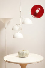 Duża jednopunktowa okrągła lakierowana na czerwono w połysku aluminiowa lampa ścienna/kinkiet, Space Age, Włochy, lata 70 - obrazek 40