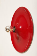 Duża jednopunktowa okrągła lakierowana na czerwono w połysku aluminiowa lampa ścienna/kinkiet, Space Age, Włochy, lata 70 - obrazek 5