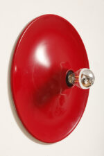 Duża jednopunktowa okrągła lakierowana na czerwono w połysku aluminiowa lampa ścienna/kinkiet, Space Age, Włochy, lata 70 - obrazek 44