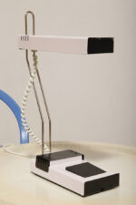 Jasno różowa z czarnymi elementami jednopunktowa metalowa modułowa lampa biurkowa z regulowaną wysokością ruchomego klosza, Typ DZ9/11, projekt Jozef Mára dla Kovos Teplice/Tesla, Czechosłowacja, lata 70. - obrazek 31