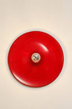 Duża jednopunktowa okrągła lakierowana na czerwono w połysku aluminiowa lampa ścienna/kinkiet, Space Age, Włochy, lata 70 - obrazek 45