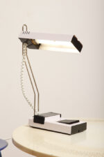 Jasno różowa z czarnymi elementami jednopunktowa metalowa modułowa lampa biurkowa z regulowaną wysokością ruchomego klosza, Typ DZ9/11, projekt Jozef Mára dla Kovos Teplice/Tesla, Czechosłowacja, lata 70. - obrazek 34