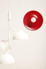 Duża jednopunktowa okrągła lakierowana na czerwono w połysku aluminiowa lampa ścienna/kinkiet, Space Age, Włochy, lata 70 - obrazek 49