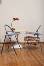 Masywny i ciężki stolik kawowy / pomocnik / typu "Tulip" z okrągłym kamiennym/marmurowym blatem na metalowej rozszerzającej się do dołu nodze w stylu projektów Eero Saarinena, Space Age, Włochy, lata 70. - obrazek 6