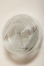 Jednopunktowa okrągła lampa ścienna/kinkiet ze szklanym reliefowym przeźroczystym kloszem w stylu Art Deco w czarnej metalowej oprawie, firma Prisma, Włochy, lata 80. - obrazek 48