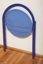 Składane metalowe krzesło "Clio" okrągłym lakierowanym w satynie niebieskim siedziskiem i granatowym oparciem i nogami, projekt Giorgio Cattelan dla firmy Cidue, Włochy, lata 70. - obrazek 42