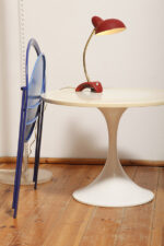 Składane metalowe krzesło "Clio" okrągłym lakierowanym w satynie niebieskim siedziskiem i granatowym oparciem i nogami, projekt Giorgio Cattelan dla firmy Cidue, Włochy, lata 70. - obrazek 45