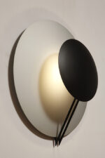 Bardzo duża okrągła metalowa jednopunktowa szaro-czarna lampa ścienna/kinkiet, Model Vega 3365/50, projekt Luciano Cesaro i Fabio Amico dla firmy Tre Ci Luce, Włochy, wzór z 1985 roku - obrazek 5