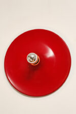 Duża jednopunktowa okrągła lakierowana na czerwono w połysku aluminiowa lampa ścienna/kinkiet, Space Age, Włochy, lata 70 - obrazek 15