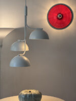 Duża jednopunktowa okrągła lakierowana na czerwono w połysku aluminiowa lampa ścienna/kinkiet, Space Age, Włochy, lata 70 - obrazek 6