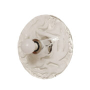 Jednopunktowa mlecznobiała okrągła lampa ścienna/kinkiet w niesymetryczne wzory ze szkła Murano, Space Age, La Murrina, Włochy, lata 70