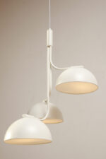 Duża metalowa biała trzypunktowa lampa wisząca/sufitowa "Tullio 3", Anker Studio dla Nordlux, Dania, około 2020 rok - obrazek 17