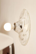 Jednopunktowa mlecznobiała okrągła lampa ścienna/kinkiet w niesymetryczne wzory ze szkła Murano, Space Age, La Murrina, Włochy, lata 70 - obrazek 15