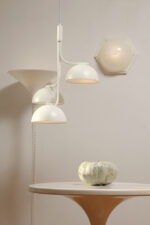 Duża metalowa biała trzypunktowa lampa wisząca/sufitowa "Tullio 3", Anker Studio dla Nordlux, Dania, około 2020 rok - obrazek 2