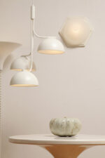 Duża metalowa biała trzypunktowa lampa wisząca/sufitowa "Tullio 3", Anker Studio dla Nordlux, Dania, około 2020 rok - obrazek 31