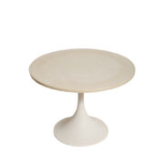 Masywny i ciężki stolik kawowy/ pomocnik typu "Tulip" z okrągłym kamiennym/marmurowym blatem na metalowej rozszerzającej się do dołu nodze w stylu projektów Eero Saarinena, Space Age, Włochy, lata 70.