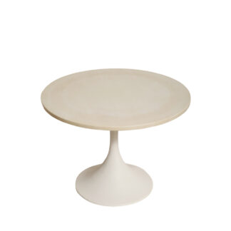 Masywny i ciężki stolik kawowy/ pomocnik typu "Tulip" z okrągłym kamiennym/marmurowym blatem na metalowej rozszerzającej się do dołu nodze w stylu projektów Eero Saarinena, Space Age, Włochy, lata 70.