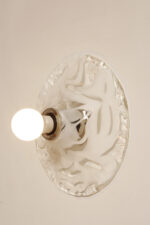 Jednopunktowa mlecznobiała okrągła lampa ścienna/kinkiet w niesymetryczne wzory ze szkła Murano, Space Age, La Murrina, Włochy, lata 70 - obrazek 4