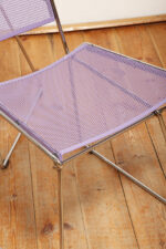 Komplet czterech krzeseł stołowych z siedziskami i oparciami z blachy perforowanej w czterech różnych kolorach osadzonymi na metalowych chromowanych rurkach, Rolf Rahmlow, Niemcy, lata 80. - obrazek 47