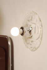 Jednopunktowa mlecznobiała okrągła lampa ścienna/kinkiet w niesymetryczne wzory ze szkła Murano, Space Age, La Murrina, Włochy, lata 70 - obrazek 6