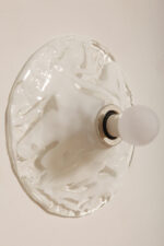 Jednopunktowa mlecznobiała okrągła lampa ścienna/kinkiet w niesymetryczne wzory ze szkła Murano, Space Age, La Murrina, Włochy, lata 70 - obrazek 7