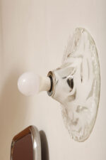 Jednopunktowa mlecznobiała okrągła lampa ścienna/kinkiet w niesymetryczne wzory ze szkła Murano, Space Age, La Murrina, Włochy, lata 70 - obrazek 9