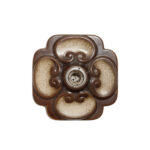 W odcieniach brązu jednopunktowa ceramiczna lampa ścienna / kinkiet / plafon Fat Lava z motywem kwiatowym, Hustadt Leuchten, Niemcy, lata 60.