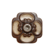 W odcieniach brązu jednopunktowa ceramiczna lampa ścienna / kinkiet / plafon Fat Lava z motywem kwiatowym, Hustadt Leuchten, Niemcy, lata 60.