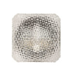 Szklany masywny fakturowy przeźroczysto lodowy kwadratowy jednopunktowy kinkiet/lampa ścienna z czarnym uchwytem z tworzywa, RZB (Rudolf Zimmermann Bamberg) Leuchten, Niemcy, lata 70.