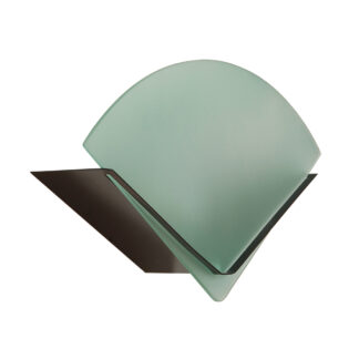 Jednopunktowa lampa ścienna/kinkiet z płaskim zielonym kloszem w kształcie wachlarza osadzonym na metalowej czarnej podstawie, styl Memphis, Włochy, lata 80.