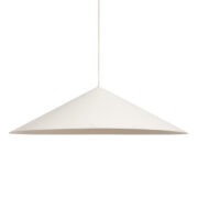 Bardzo duża (64,5 cm) biała minimalistyczna metalowa skandynawska jednopunktowa lampa wisząca, projekt Claus Bonderup i Torsten Thorup dla firmy Focus, Dania, lata 70/80.