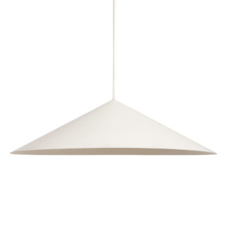 Bardzo duża (64,5 cm) biała minimalistyczna metalowa skandynawska jednopunktowa lampa wisząca, projekt Claus Bonderup i Torsten Thorup dla firmy Focus, Dania, lata 70/80.