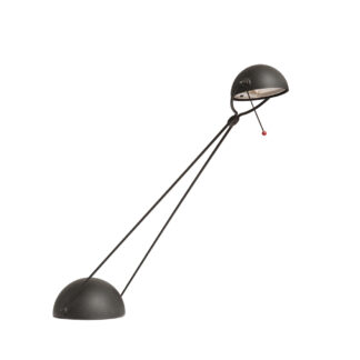 Czarna matowa jednopunktowa metalowa lampa biurkowa "Meridiana" z ruchomym ramieniem i kloszem, projekt Paolo Piva dla Stefano Cevoli, Włochy, wzór z 1983 roku