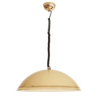 Jednopunktowa bardzo duża (65 cm) lampa wisząca/sufitowa "Baobab" XXL z tworzywa w odcieniach jasno kremowego i żołtego, projekt Franco Bresciani dla Harvey Guzzini/iGuzzini/Guzzini/Meblo, Space Age lata 70.