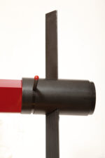 Smukła metalowa postmodernistyczna czarna lampa podłogowa Collona (Caltha) z regulowaną wysokością burgundowej głowicy, Gianfranco Frattini dla firmy Luci, Włochy, projekt z 1981 roku - obrazek 39