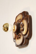 W odcieniach brązu jednopunktowa ceramiczna lampa ścienna / kinkiet / plafon Fat Lava z motywem kwiatowym, Hustadt Leuchten, Niemcy, lata 60. - obrazek 15