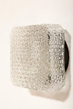 Szklany masywny fakturowy przeźroczysto lodowy kwadratowy jednopunktowy kinkiet/lampa ścienna z czarnym uchwytem z tworzywa, RZB (Rudolf Zimmermann Bamberg) Leuchten, Niemcy, lata 70. - obrazek 16