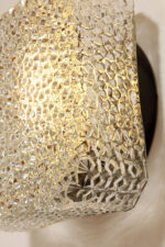 Szklany masywny fakturowy przeźroczysto lodowy kwadratowy jednopunktowy kinkiet/lampa ścienna z czarnym uchwytem z tworzywa, RZB (Rudolf Zimmermann Bamberg) Leuchten, Niemcy, lata 70. - obrazek 18