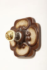 W odcieniach brązu jednopunktowa ceramiczna lampa ścienna / kinkiet / plafon Fat Lava z motywem kwiatowym, Hustadt Leuchten, Niemcy, lata 60. - obrazek 18