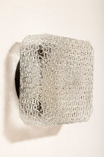 Szklany masywny fakturowy przeźroczysto lodowy kwadratowy jednopunktowy kinkiet/lampa ścienna z czarnym uchwytem z tworzywa, RZB (Rudolf Zimmermann Bamberg) Leuchten, Niemcy, lata 70. - obrazek 19