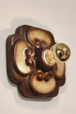 W odcieniach brązu jednopunktowa ceramiczna lampa ścienna / kinkiet / plafon Fat Lava z motywem kwiatowym, Hustadt Leuchten, Niemcy, lata 60. - obrazek 19