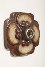 W odcieniach brązu jednopunktowa ceramiczna lampa ścienna / kinkiet / plafon Fat Lava z motywem kwiatowym, Hustadt Leuchten, Niemcy, lata 60. - obrazek 2