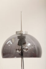 Dwupunktowa filigranowa lampa podłogowa z regulowaną wysokością jasnoszarego klosza z lekkiego półprzepuszczalnego tworzywa/akrylu i metalową grafitową podstawą, Space Age, Gepo, Holandia, lata 70. - obrazek 24