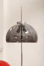 Dwupunktowa filigranowa lampa podłogowa z regulowaną wysokością jasnoszarego klosza z lekkiego półprzepuszczalnego tworzywa/akrylu i metalową grafitową podstawą, Space Age, Gepo, Holandia, lata 70. - obrazek 26