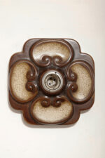 W odcieniach brązu jednopunktowa ceramiczna lampa ścienna / kinkiet / plafon Fat Lava z motywem kwiatowym, Hustadt Leuchten, Niemcy, lata 60. - obrazek 4