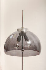 Dwupunktowa filigranowa lampa podłogowa z regulowaną wysokością jasnoszarego klosza z lekkiego półprzepuszczalnego tworzywa/akrylu i metalową grafitową podstawą, Space Age, Gepo, Holandia, lata 70. - obrazek 47