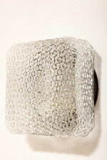 Szklany masywny fakturowy przeźroczysto lodowy kwadratowy jednopunktowy kinkiet/lampa ścienna z czarnym uchwytem z tworzywa, RZB (Rudolf Zimmermann Bamberg) Leuchten, Niemcy, lata 70. - obrazek 7